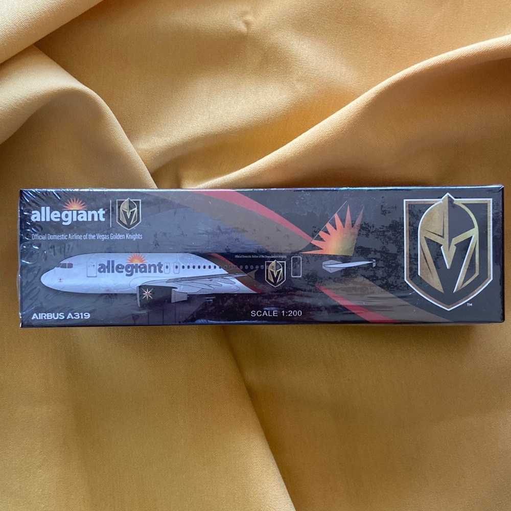Allegiant Model Plane Airbus A319 Vegas Golden Knights VGK Scale 1:200 Promo NEW